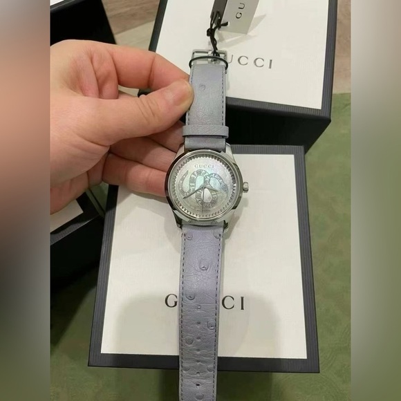 Gucci G-Timeless Automatic Transparent Mother of Pearl Dial Ladies Watch NIB